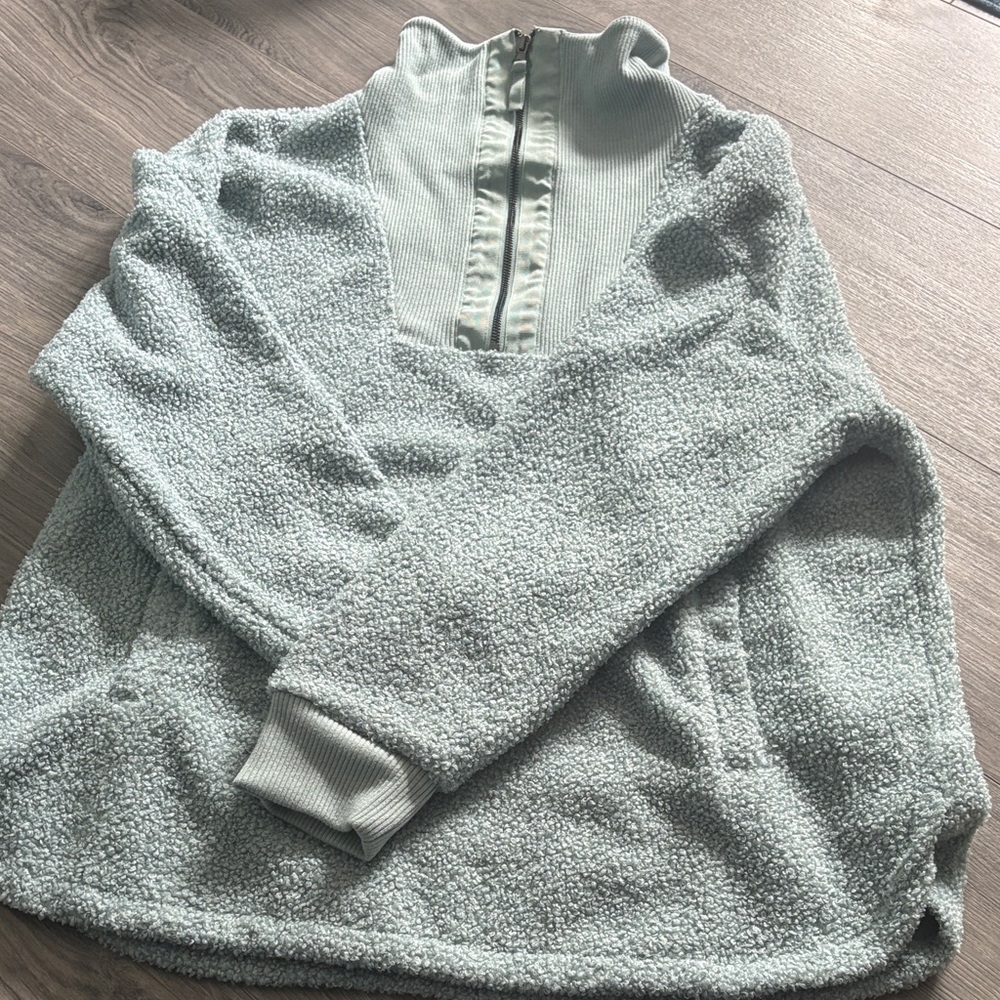 Maurices Light Mint Teddy Sherpa Half-Zip Jacket